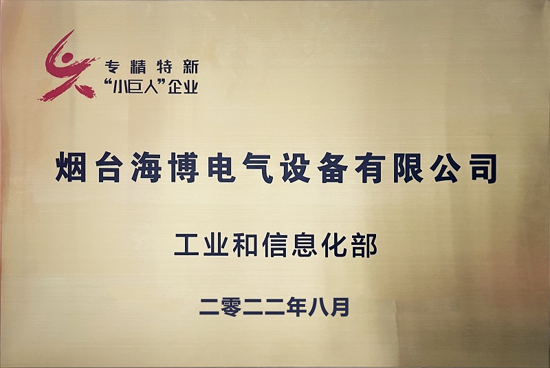熱烈祝賀海博電氣獲得第四批國(guó)家級(jí)專精特新“小巨人”稱號(hào)